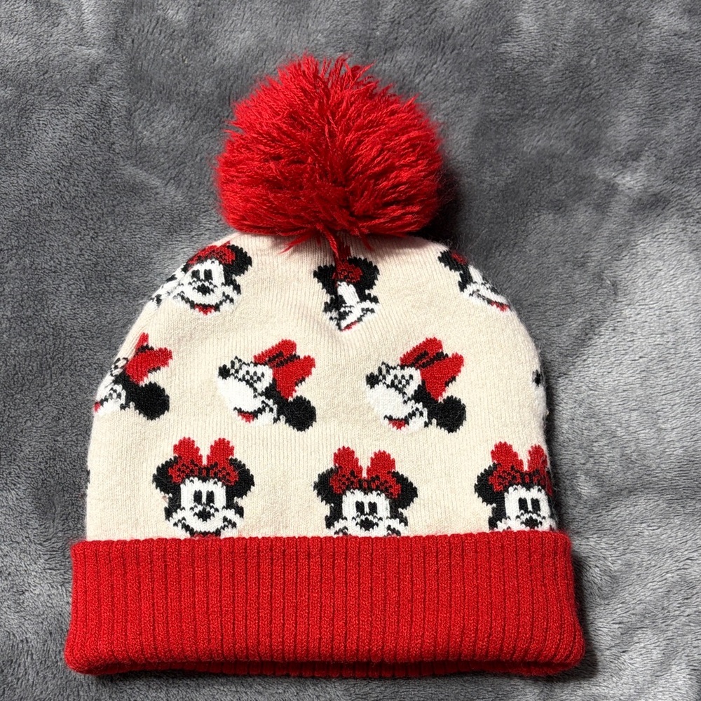 Red and White Kids Beanie with Character Design